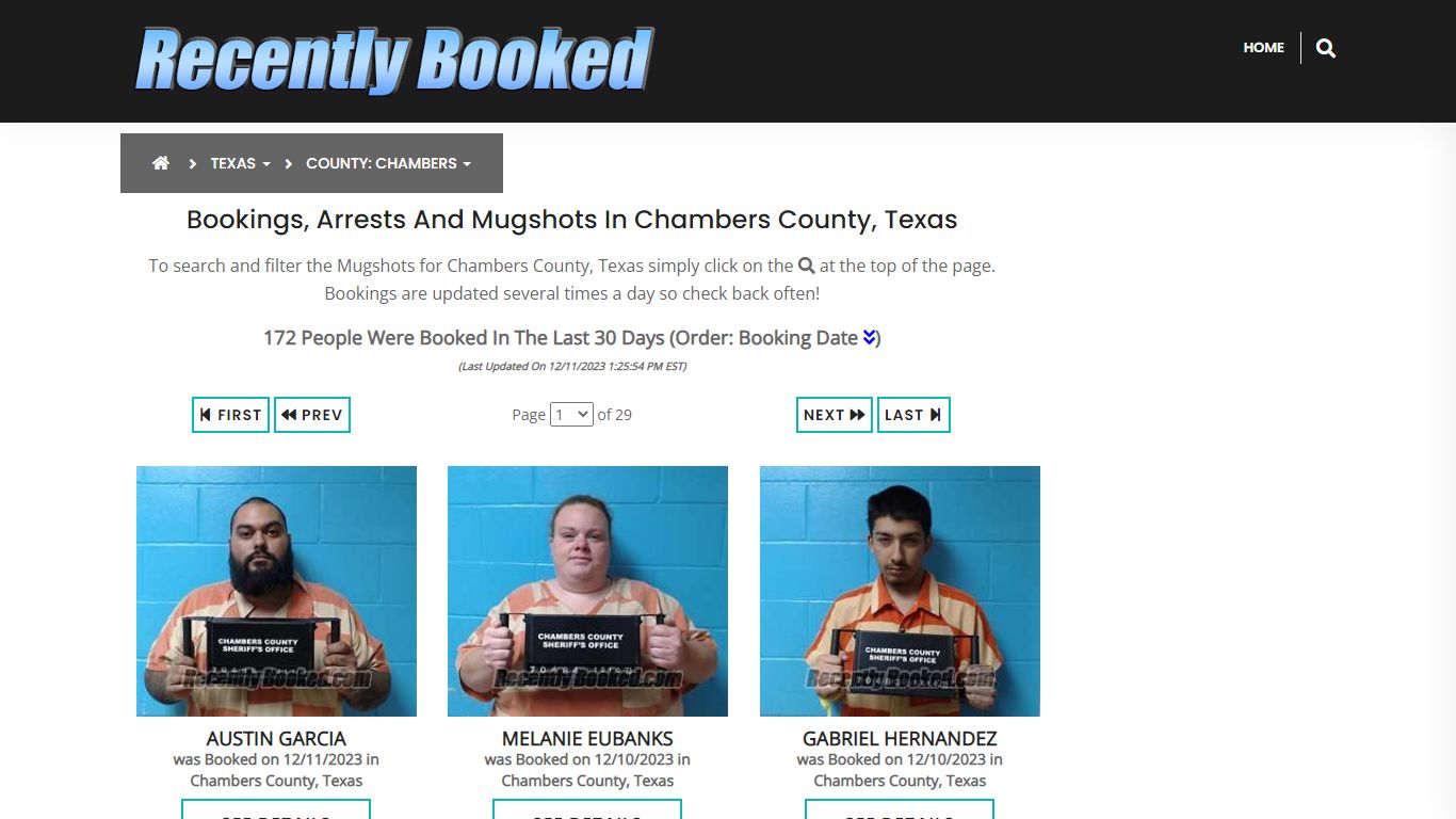 Bookings, Arrests and Mugshots in Chambers County, Texas